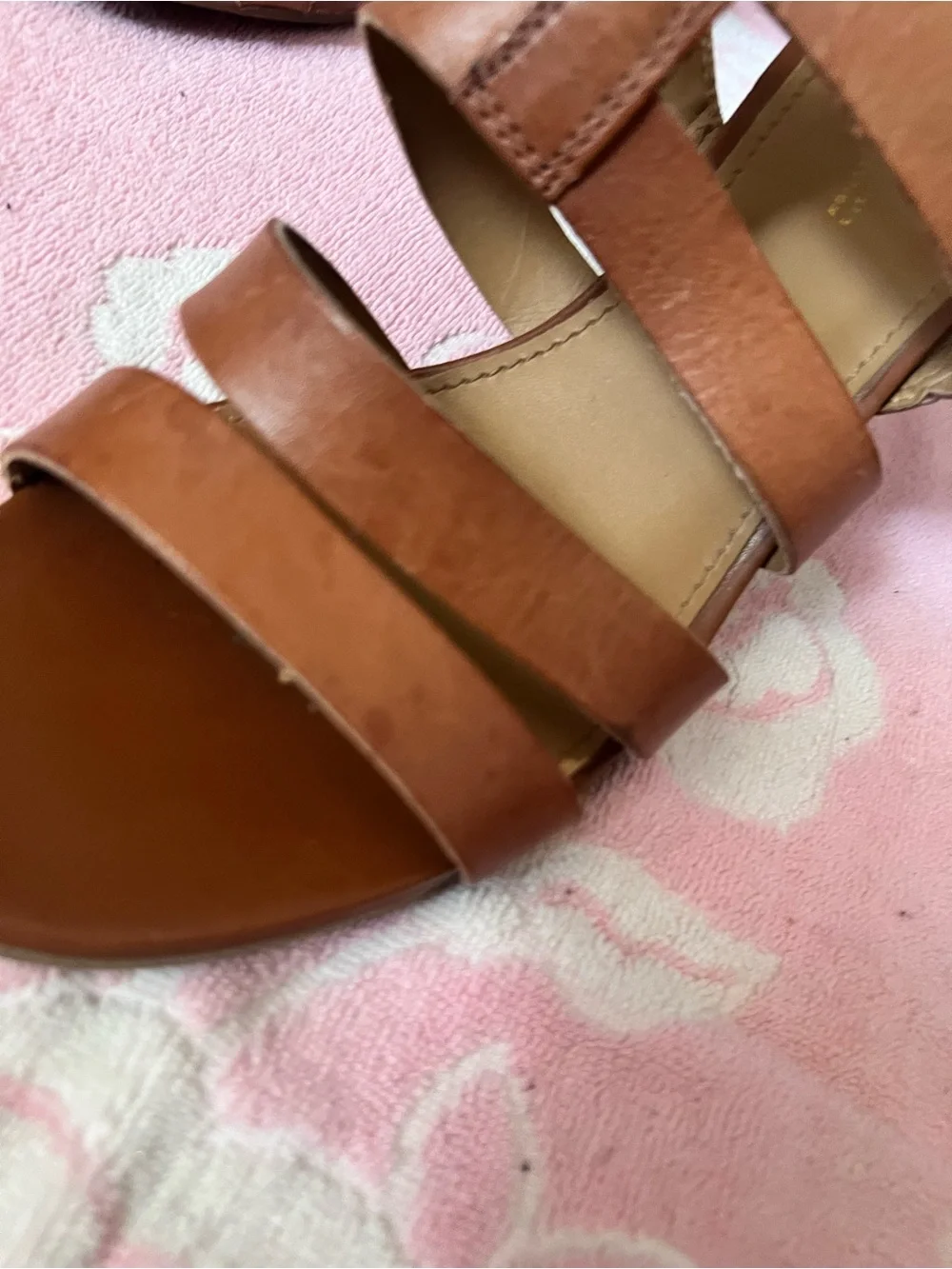 Franco Sarto Tan Multi-Strap Leather Sandals